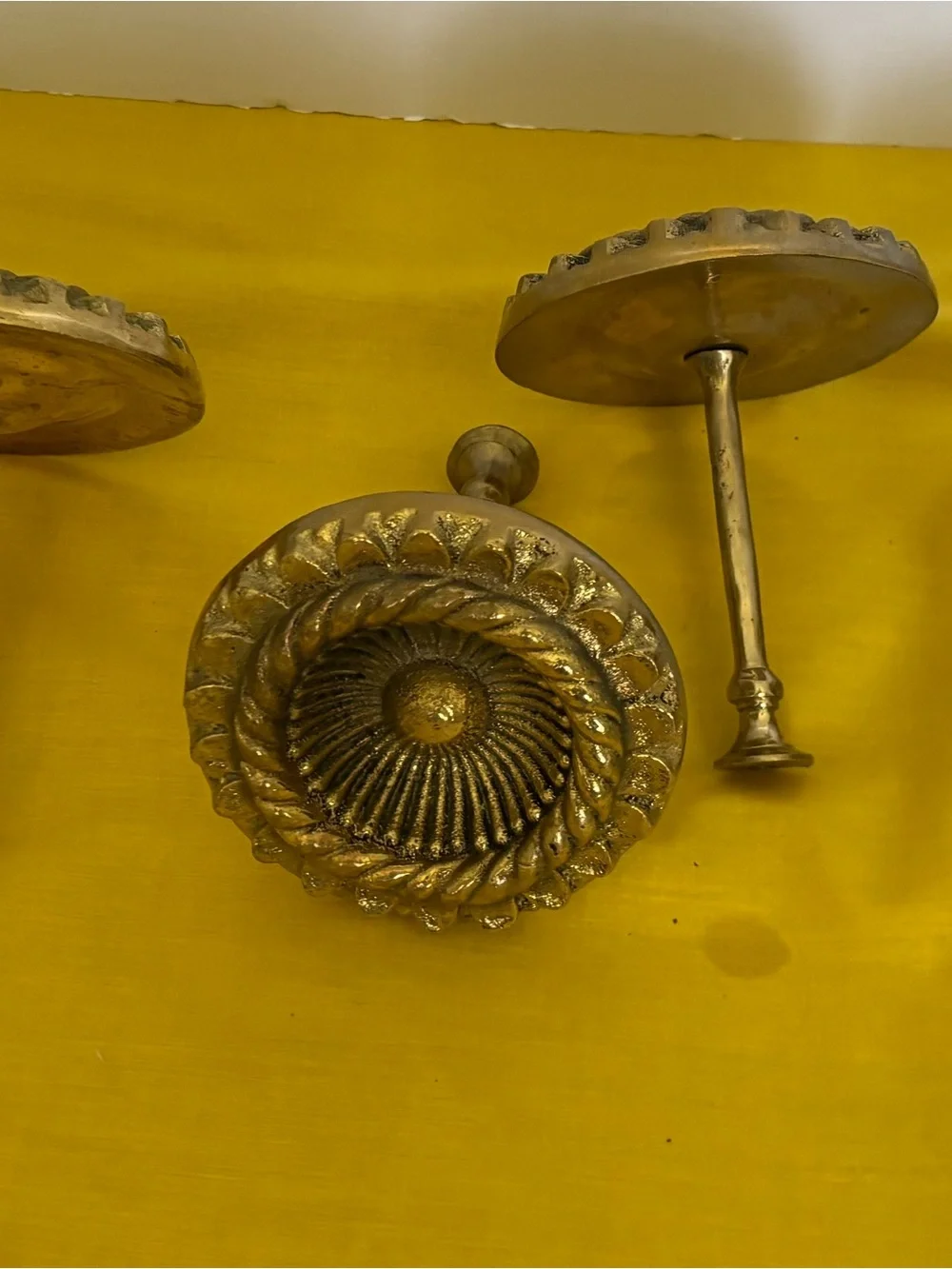Antique-Style Decorative Round Brass Knob - Gold Finish.  $40 for a pair
